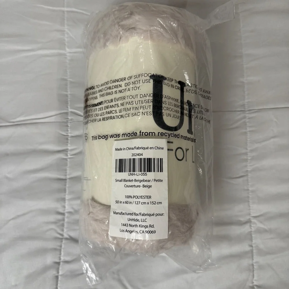 UnHide Lil Marsh Blanket Faux Fur Beigebear Beige 50